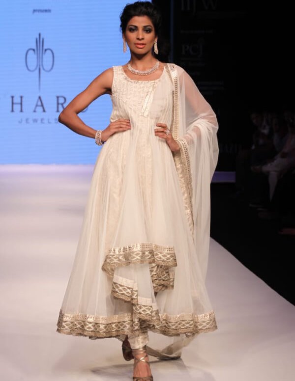 Ivory Gold Layered Anarkali Ensemble