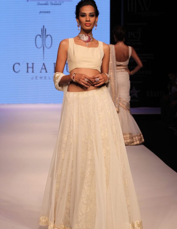 Elegant Ivory Embroidered Lehenga Set